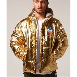 Champion x NASA Men's Metallic Gold Puffer Jacket